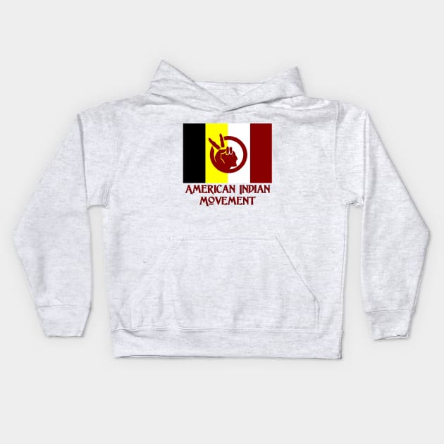 Flag of the American Indian Movement Kids Hoodie by Naves